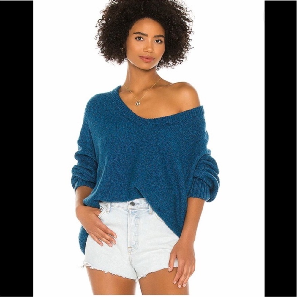 Free People Brookside Knitted Oversized Tunic Sweater in Halcyon Blue Size Small - Picture 2 of 9